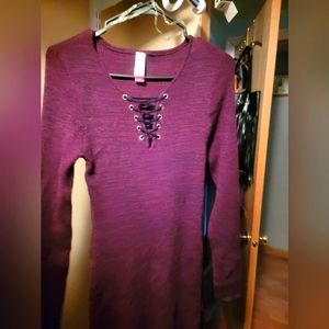 Burgundy stretch long sleeve dress or top
